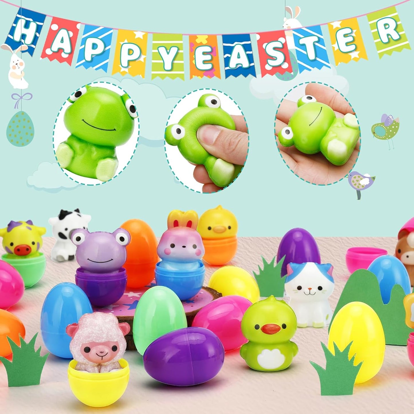 🔥LAST DAY SALE 49% OFF🔥12/24PCS Easter Eggs Prefilled Slow Rising Squishy Toys