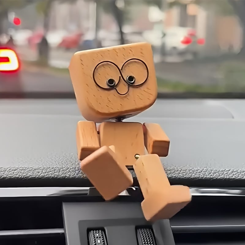 🔥Charming Little Swaying Wooden Figure & 12PCS Magnetic Expressions