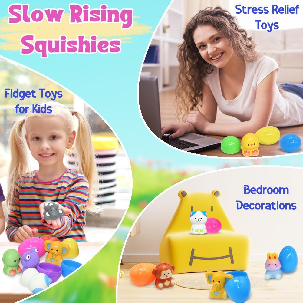 🔥LAST DAY SALE 49% OFF🔥12/24PCS Easter Eggs Prefilled Slow Rising Squishy Toys