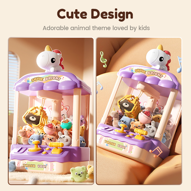 🐾 Cute Animal Claw Machine for Kids 🎉 Includes Plush Toys & Capsule Toys – Hours of Fun! 🧸✈️Free shipping